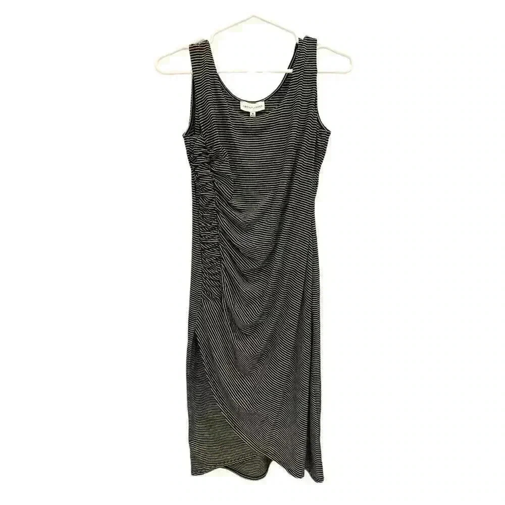 - Gibson Latimer Women's Midi Dress Size M, Black and White Striped Scoop …